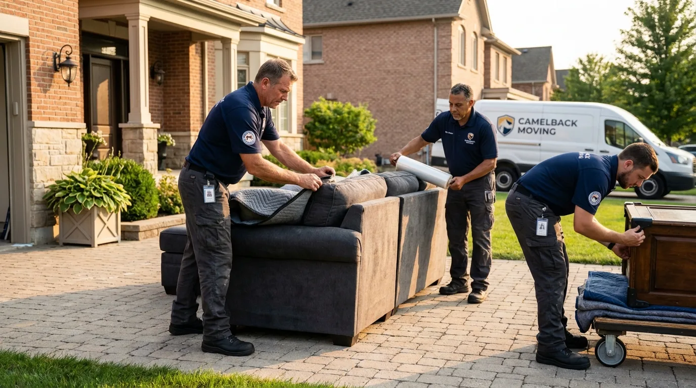 Large estate moving crew wrapping furniture in Avalon, CA